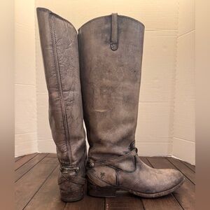 FRYE LINDSAY PLATE 76975 LADIES DISTRESSED LEATHER RIDING BOOTS SIZE 7B FESTIVAL